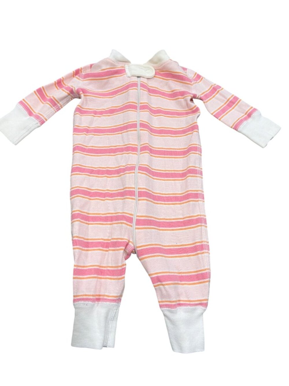 Hanna Andersson 50cm 0-6 Months Pink & Orange Striped Organic Cotton Sleeper